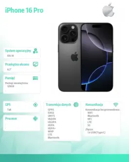 Alternative view of Apple iPhone 16 Pro 128GB - черен Titanium