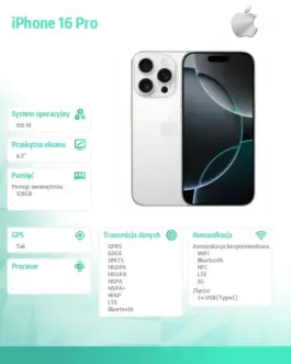 Alternative view of Apple iPhone 16 Pro 128GB - бял Titanium