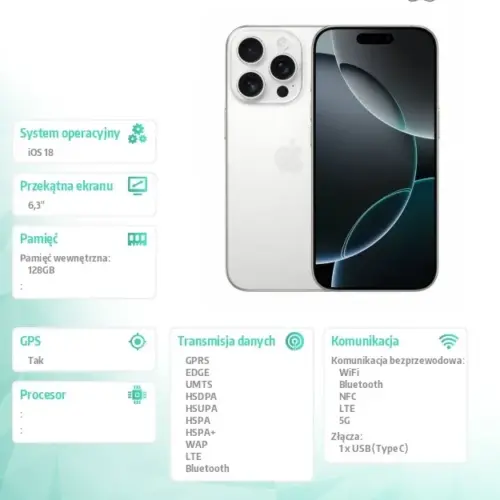 Alternative view of Apple iPhone 16 Pro 128GB - бял Titanium