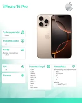 Alternative view of Apple iPhone 16 Pro 128GB - Desert Titanium