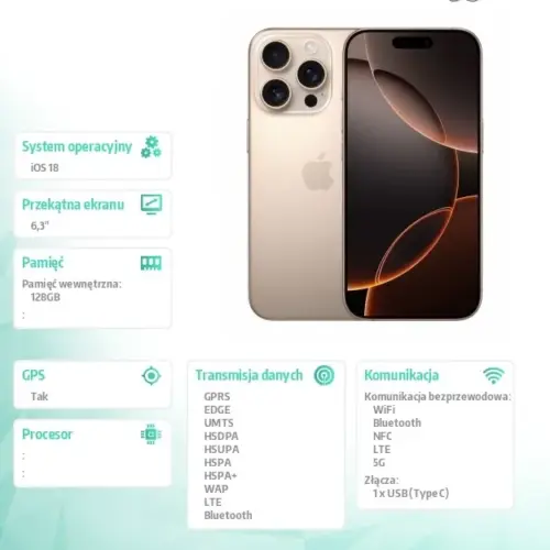 Alternative view of Apple iPhone 16 Pro 128GB - Desert Titanium