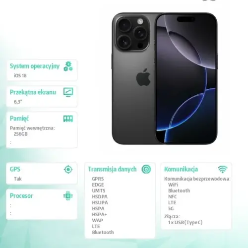 Alternative view of Apple iPhone 16 Pro 256GB - черен Titanium