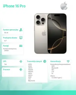 Alternative view of Apple iPhone 16 Pro 256GB - Natural Titanium