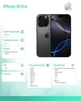 Alternative view of Apple iPhone 16 Pro 512GB - черен Titanium
