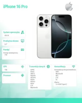 Alternative view of Apple iPhone 16 Pro 1TB - бял Titanium