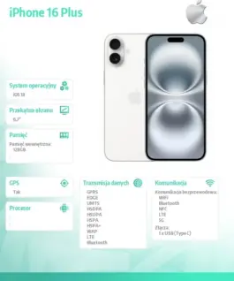 Alternative view of Apple iPhone 16 Plus 128GB - бял