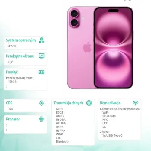 Alternative view of Apple iPhone 16 Plus 128GB - розов