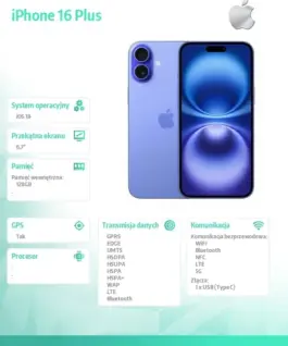 Alternative view of Apple iPhone 16 Plus 128GB - Ultramarine