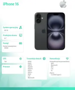 Alternative view of Apple iPhone 16 128GB - черен