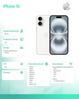 Alternative view of Apple iPhone 16 256GB - бял