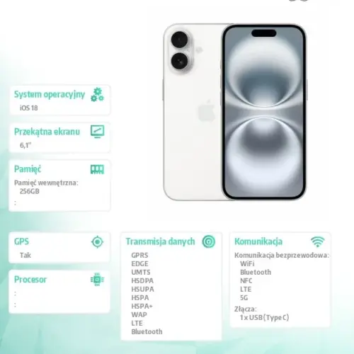 Alternative view of Apple iPhone 16 256GB - бял