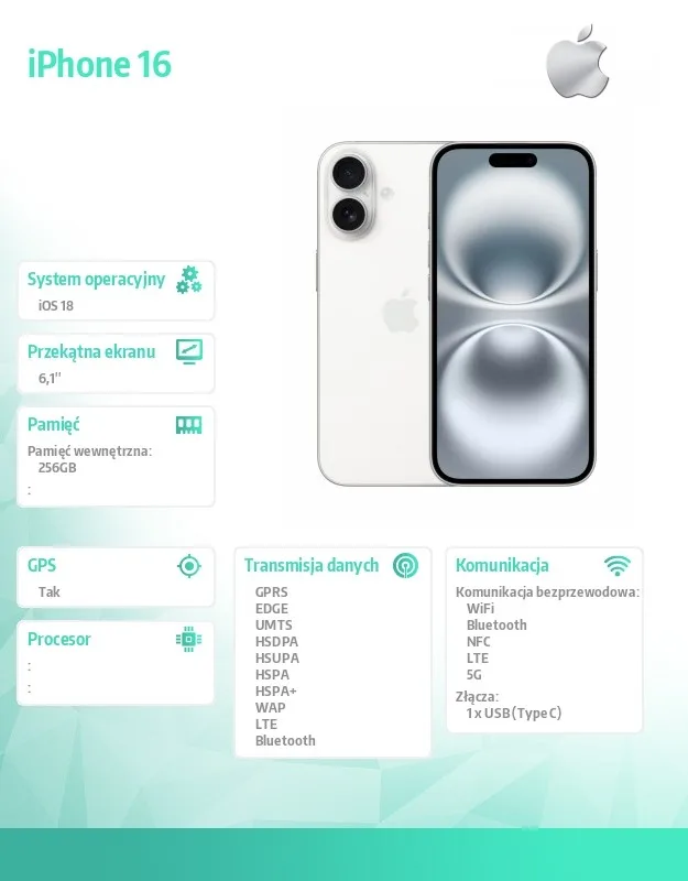 Apple iPhone 16 256GB - бял - Image 2