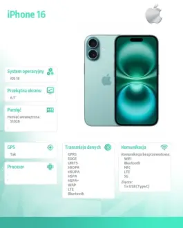Alternative view of Apple iPhone 16 512GB - Teal