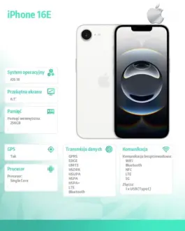 Alternative view of Apple iPhone 16E 256GB бял