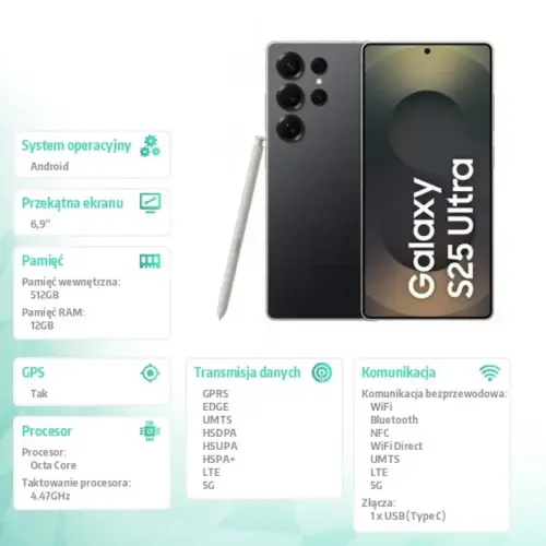 Samsung Smartphone Galaxy S25 Ultra 5G DualSIM 12/512GB черен