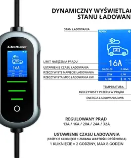 Qoltec EV electric зарядно за кола 22kW 400V WiFi TUYA 7m