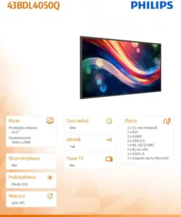 Alternative view of Philips Monitor wielkoformatowy 43 инча 43BDL4050Q Public Display