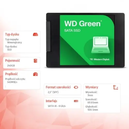 Alternative view of Western Digital SSD drive зелен 240GB SATA 2,5 inches WDS240G3G0A