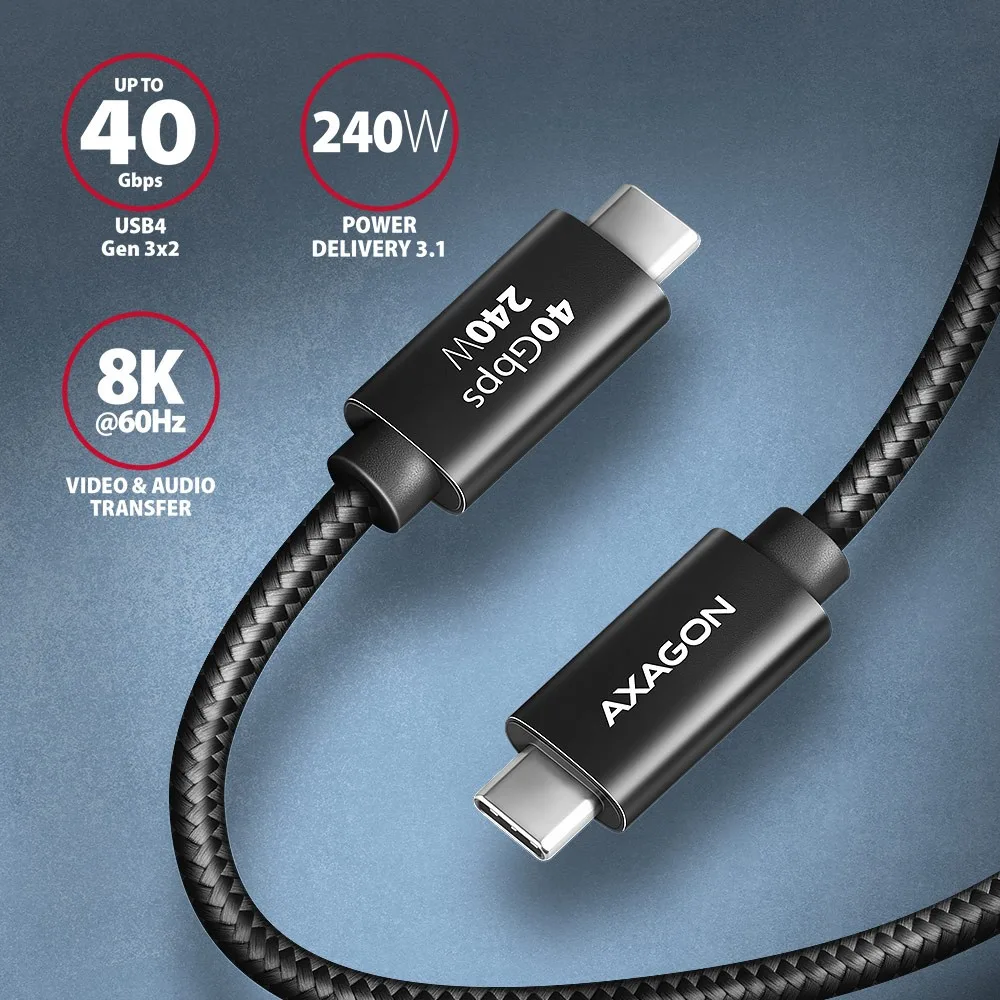 AXAGON BUCM4X-CM05AB кабел USB -C USB-C USB4.0 240W 0. - Image 2