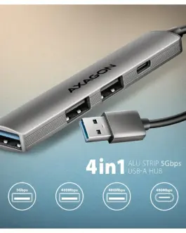 Alternative view of AXAGON HUE-STA HUB 4-port 1x USB 5Gbps 2xUSB2.0 +USB