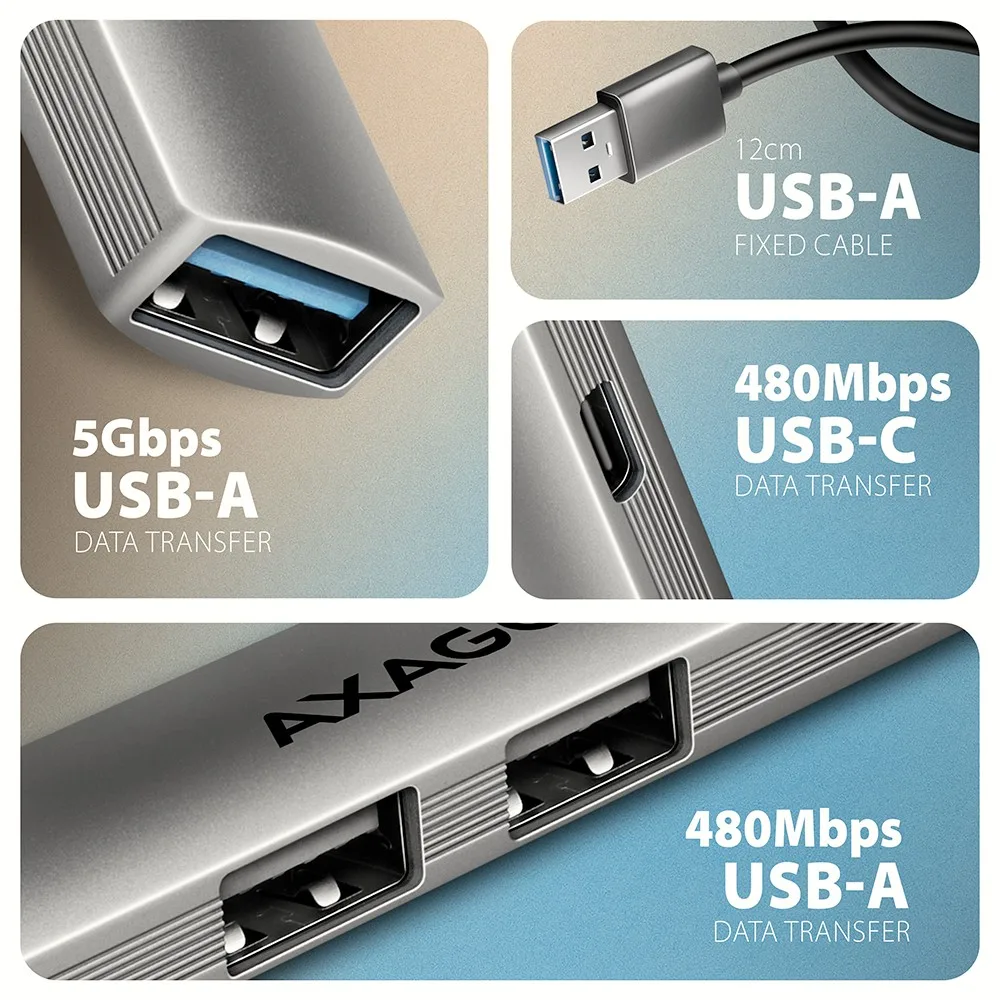 AXAGON HUE-STA HUB 4-port 1x USB 5Gbps 2xUSB2.0 +USB - Image 3