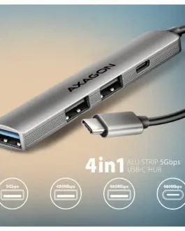 Alternative view of AXAGON HUE-STC HUB 4-port 1x USB 5Gbps, 2xUSB2.0 + C
