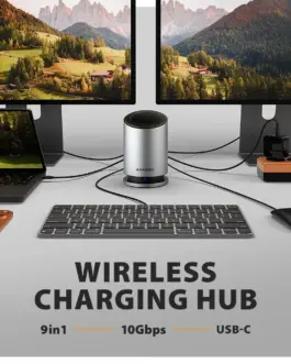 Alternative view of AXAGON HMC-WL9 USB hub 9in1 HDMI DP GLAN PD wir cha