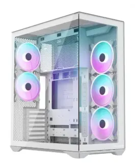 MODECOM кутия за компютър Volcano Space XL ARGB Full Tower 5 fans бял