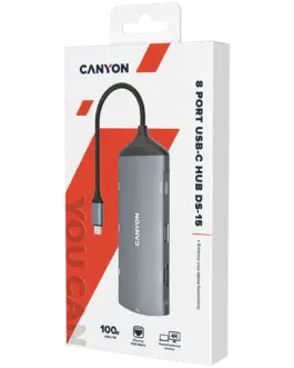 Alternative view of USB хъб CANYON hub DS-15 8in1 4k USB-C Dark Grey
