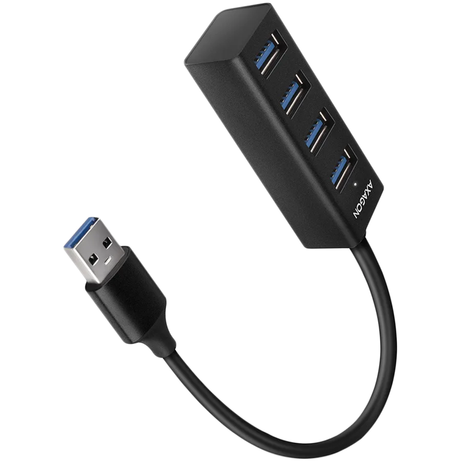 USB хъб AXAGON HUE-M1AL 4x USB 3.2 Gen 1 MINI hub metal 1.2m USB-A cable