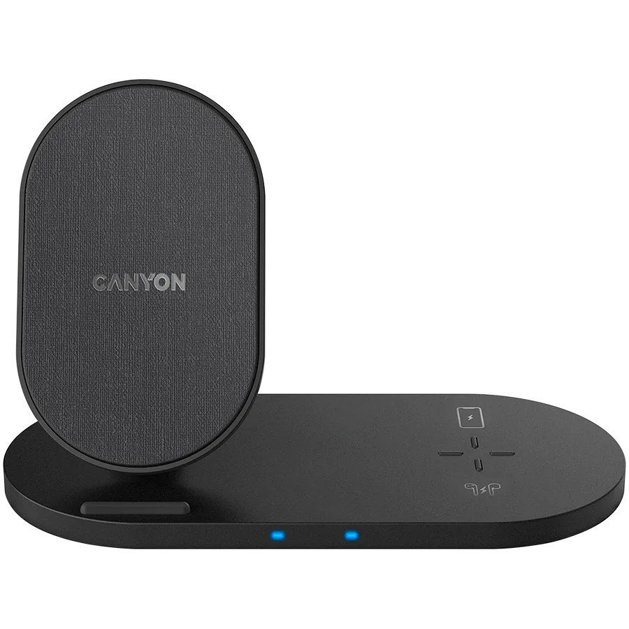Зарядно за мобилен телефон CANYON wireless charger WS-202 10W 2in1 Black
