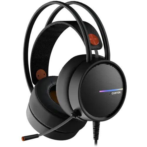 Геймърски слушалки CANYON INTERCEPTOR GH-8A Gaming headset 3.5mm jack plus USB connector for LED backlight adjustable mi