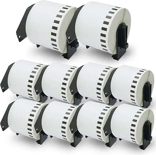 КОМПЛЕКТ 10 ЛЕНТИ ЗА ЕТИКЕТНИ ПРИНТЕРИ BROTHER ТИП QL - CONTINUOUS PAPER TAPE - 62 mm x 3048 m - 10 броя DK22205 (DK-222