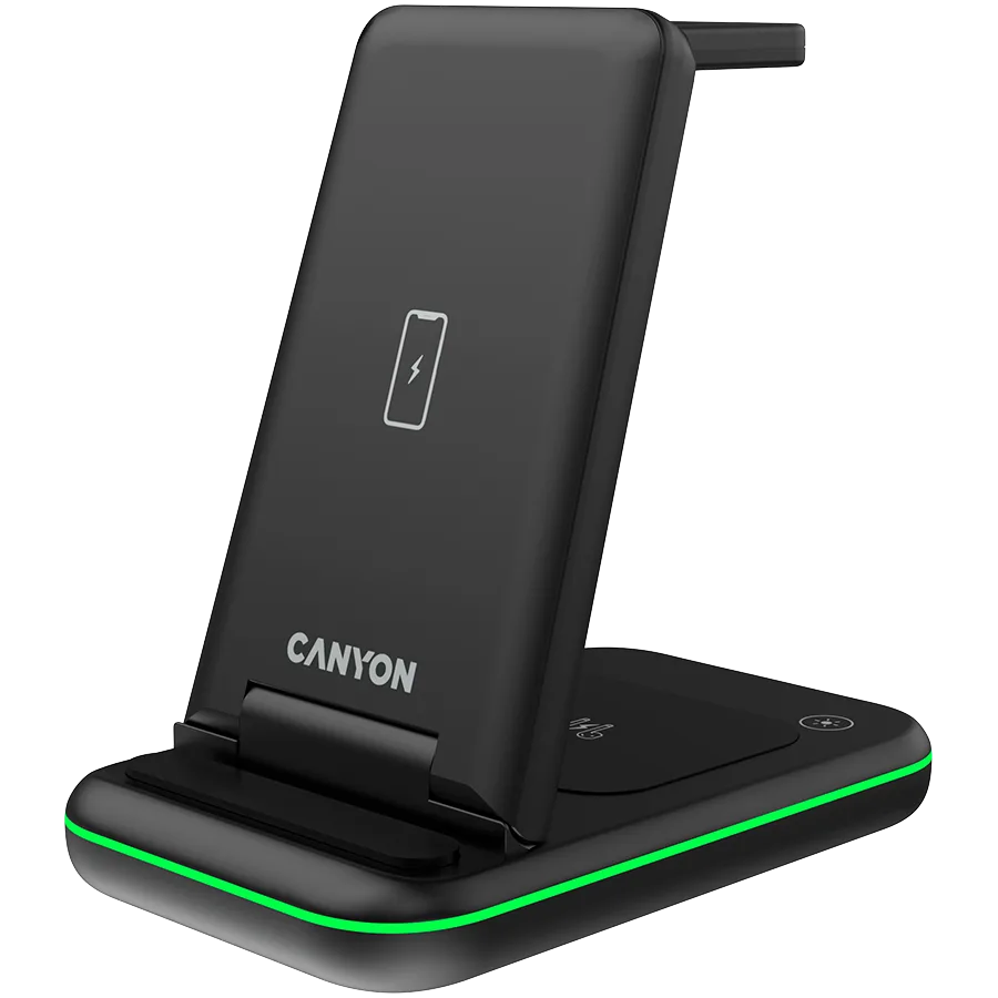 Зарядно за мобилен телефон CANYON wireless charger WS-304 15W 3in1 Black - Image 14
