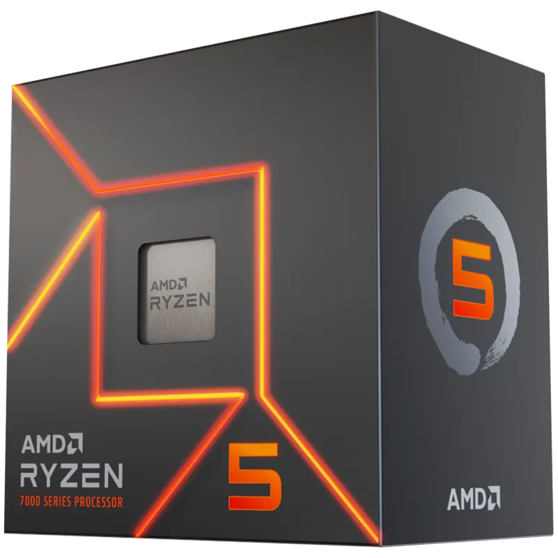 Процесор AMD CPU Desktop Ryzen 5 6C/12T 7600 (5.2GHz Max 38MB65WAM5) box with Radeon Graphics and Wraith Stealth