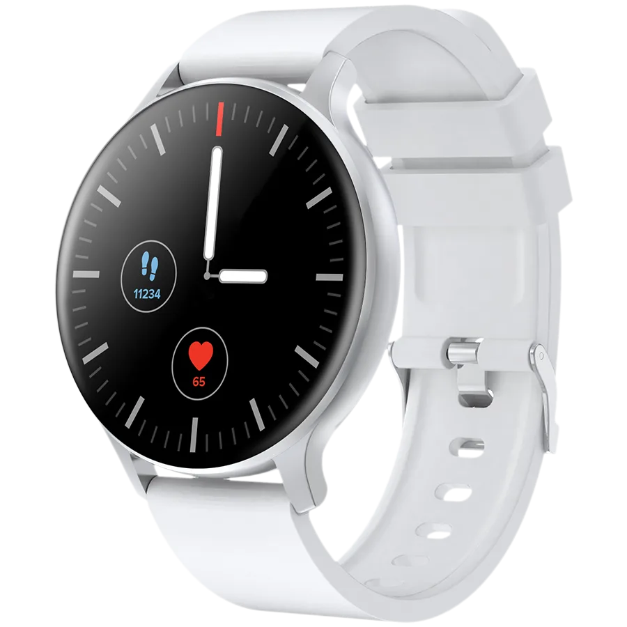 Смарт часовник CANYON Badian SW-68, Smartwatch, Realtek 8762CK, 1.28TFT 240x240px; RAM : 160KB, Lithium-ion polymer battery, 3.7V 190mAh Include, Silver Zinc alloy middle frame + plastic bottom case+ white Silicone strap + silver strap buckle, 44.9x - Image 22