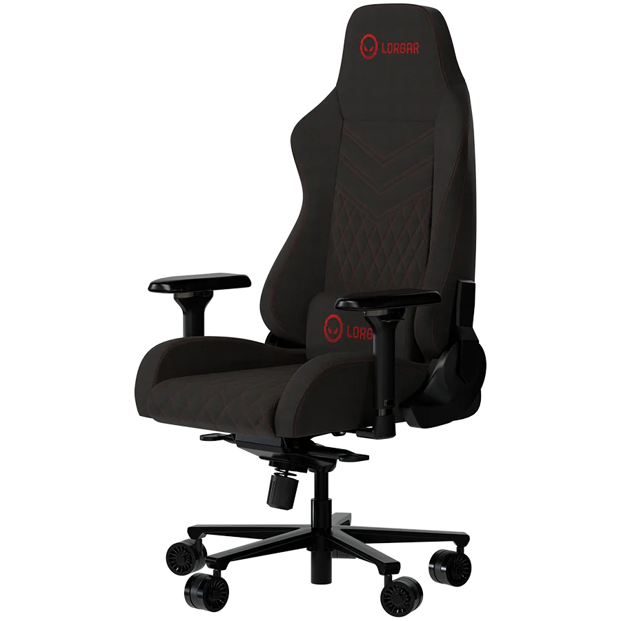 Геймърски стол LORGAR Ace 422, Gaming chair, Anti-stain durable fabric, 1.8 mm metal frame, multiblock mechanism, 4D armrests, 5 Star aluminium base, Class-4 gas lift, 75mm PU casters, Black + red - Image 50