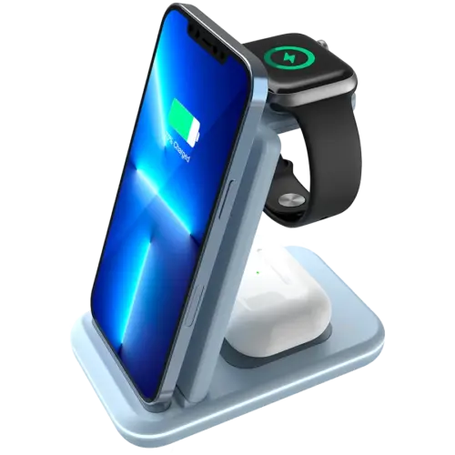 Зарядно за мобилен телефон CANYON wireless charger WS-304 15W 3in1 Blue