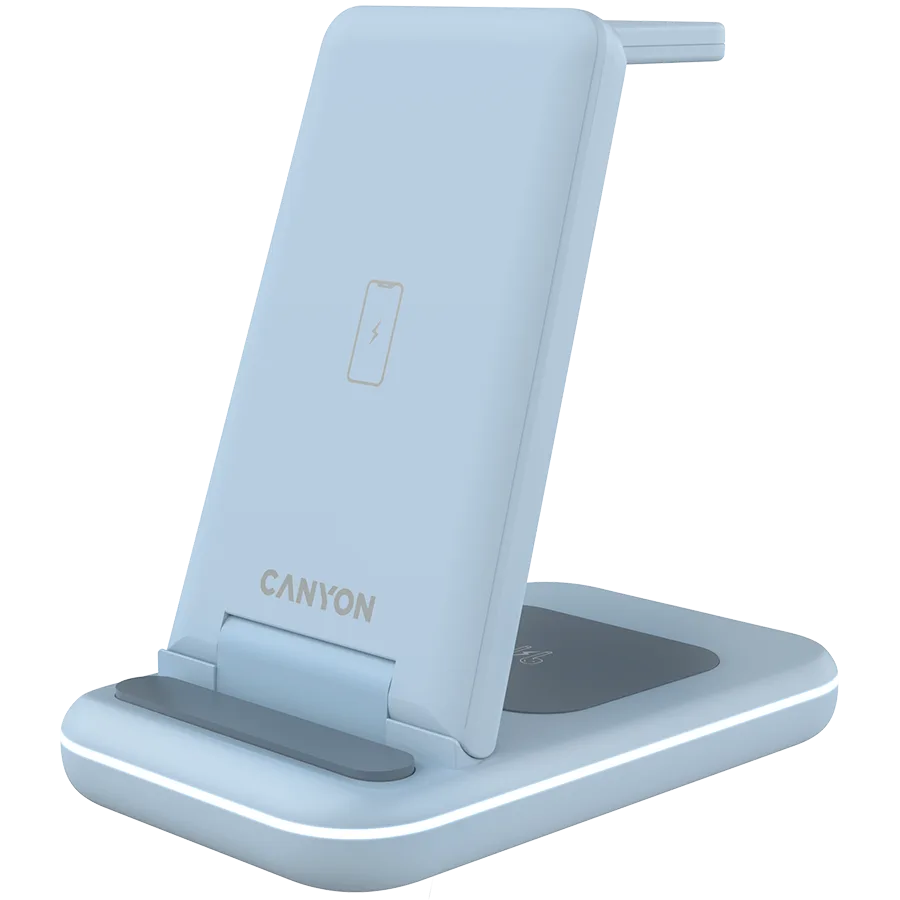 Зарядно за мобилен телефон CANYON wireless charger WS-304 15W 3in1 Blue - Image 16