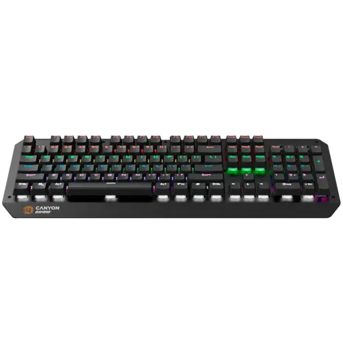 Alternative view of Геймърска клавиатура CANYON Hazard GK-6, Wired multimedia gaming keyboard with lighting effect, 108pcs rainbow LED, Numbers 104keys, EN double injection layout, cable length 1.8M, 450.5*163.7*42mm, 0.90kg, color black