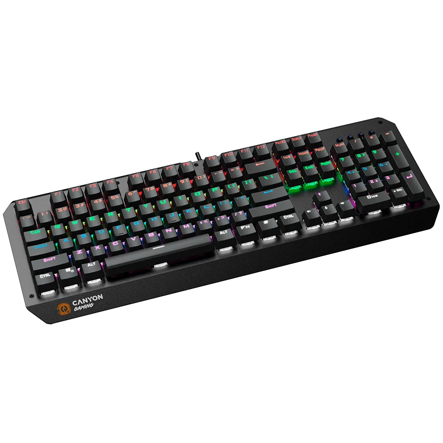 Геймърска клавиатура CANYON Hazard GK-6, Wired multimedia gaming keyboard with lighting effect, 108pcs rainbow LED, Numbers 104keys, EN double injection layout, cable length 1.8M, 450.5*163.7*42mm, 0.90kg, color black - Image 4