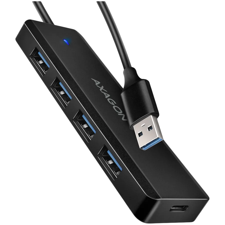 USB хъб AXAGON HUE-C1A 4x USB3.2 Gen 1 Travel hub USB-C power IN w. 20cm Type-A cable