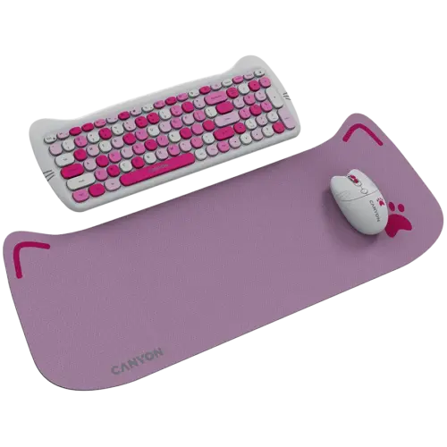 Alternative view of Клавиатура CANYON HSET-W6 EN Keyboard+Mouse Kitty Edition AAA+АА Wireless Pink