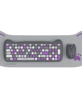 Клавиатура CANYON HSET-W6 EN Keyboard+Mouse Kitty Edition AAA+АА Wireless Violet