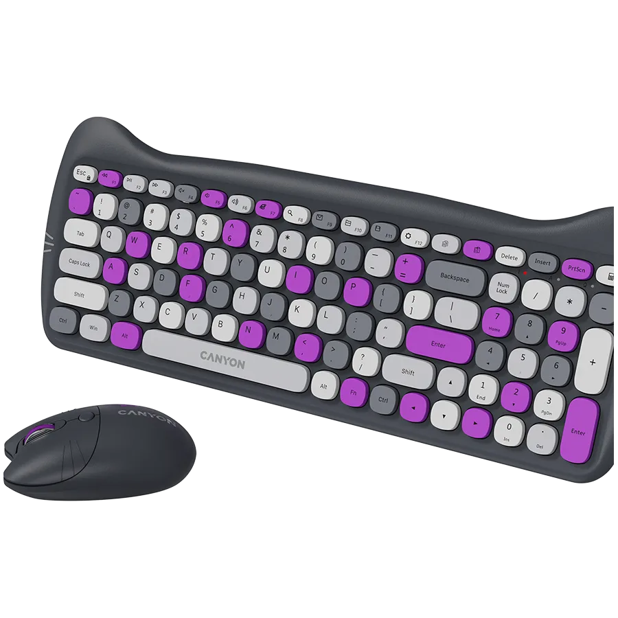 Клавиатура CANYON HSET-W6 EN Keyboard+Mouse Kitty Edition AAA+АА Wireless Violet - Image 38