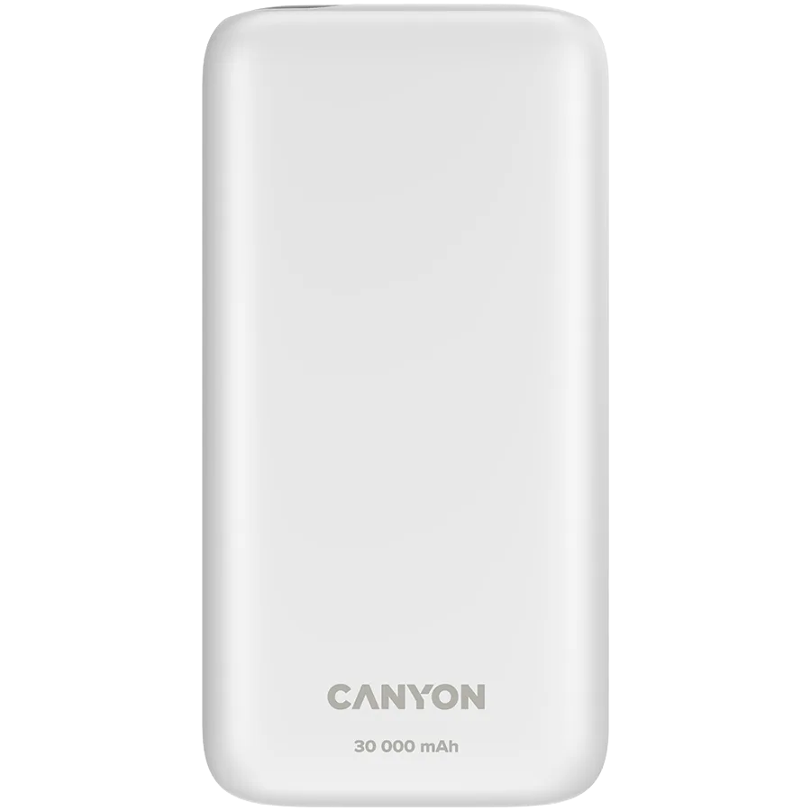 Външна батерия CANYON power bank PB-301 LED 30000 mAh PD 20W QC 3.0 White