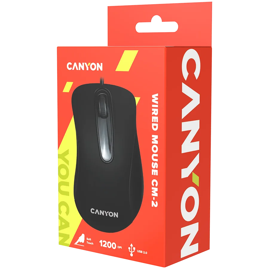 Мишка за компютър CANYON mouse CM-2 Wired Black - Image 18