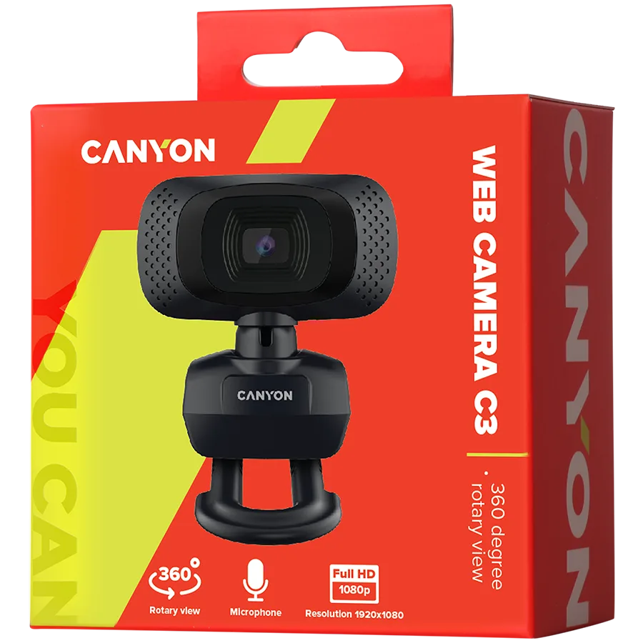 Уеб камера CANYON webcam C3 HD 720p Black - Image 36