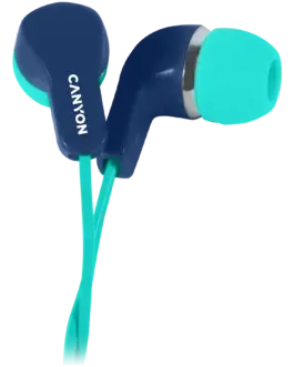 Слушалки CANYON Stereo Earphones with inline microphone Green+Blue