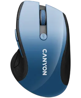 Безжична мишка CANYON 2.4Ghz wireless mouse optical tracking - blue LED 6 buttons DPI 1000/1200/1600 Blue Gray pearl